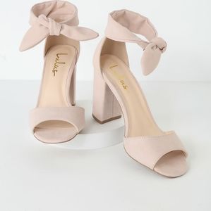 Lulu's Blush Pink Ankle Tie Block Heel Sandals